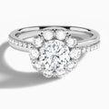 Round Luxe Halo Lab Grown Diamond Engagement Ring In 18K White Gold - Lucenjuri