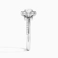 Round Luxe Halo Lab Grown Diamond Engagement Ring In 18K White Gold, Side View