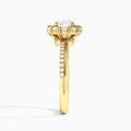 Round Luxe Halo Lab Grown Diamond Engagement Ring In 14K Yellow Gold, Side View