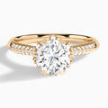 Round Accented Knife-Edge Lab Diamond Engagement Ring In 14K Rose Gold - Lucenjuri