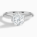 Round Accented Knife-Edge Lab Diamond Engagement Ring In 14K White Gold - Lucenjuri
