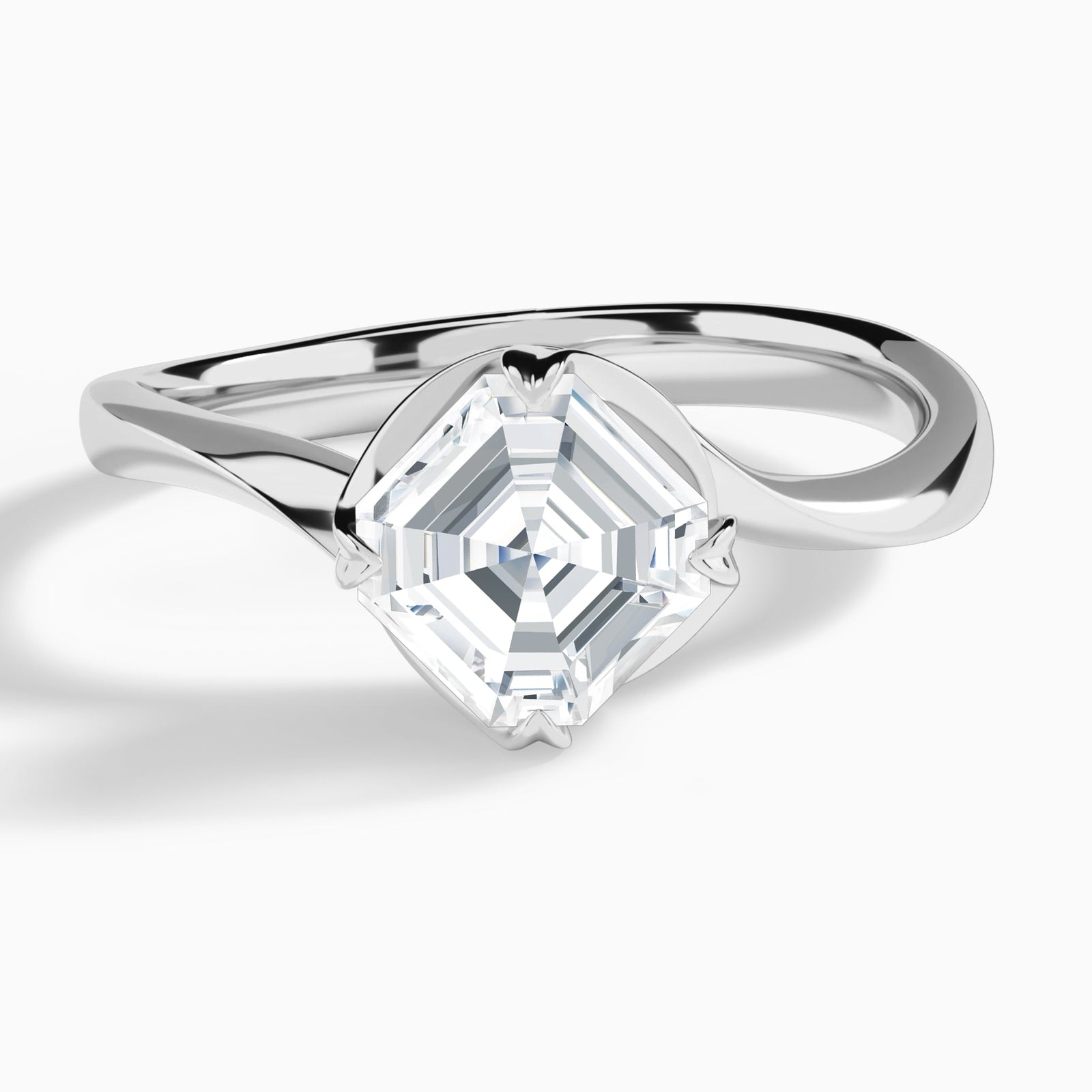 Asscher Calla Solitaire Lab Grown Diamond Engagement Ring In 14K White Gold - Lucenjuri