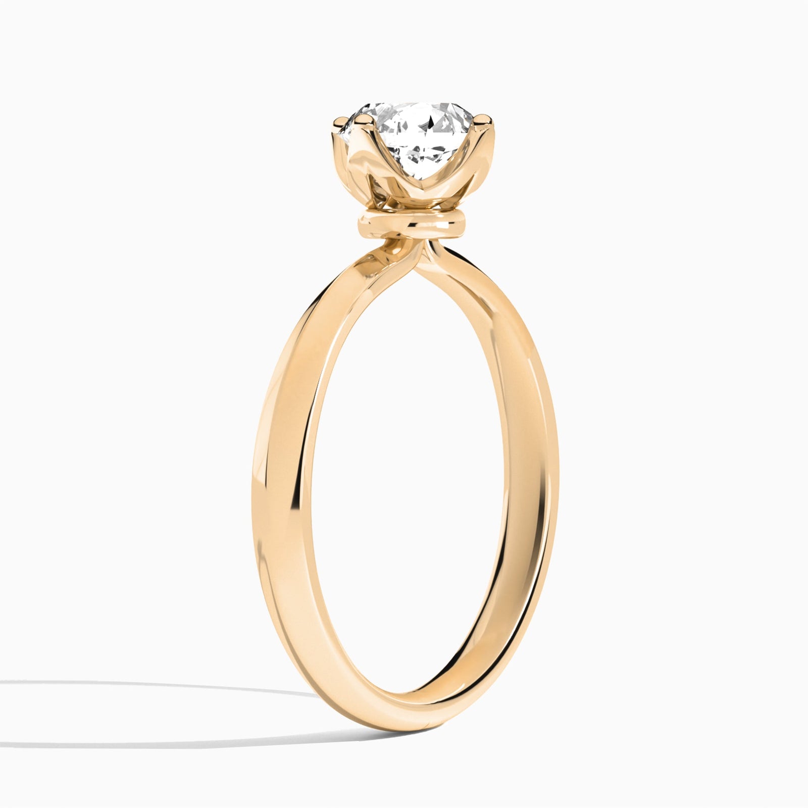 Round Freesia Lab Grown Diamond Engagement Ring In 14K Rose Gold, Angle View