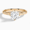 Round Accented Petal Four-Prong Lab Diamond Engagement Ring In 14K Rose Gold - Lucenjuri