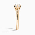 Round Accented Petal Four-Prong Lab Diamond Engagement Ring In 14K Rose Gold, Side View