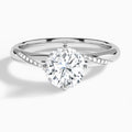 Round Accented Petal Four-Prong Lab Diamond Engagement Ring In 18K White Gold - Lucenjuri