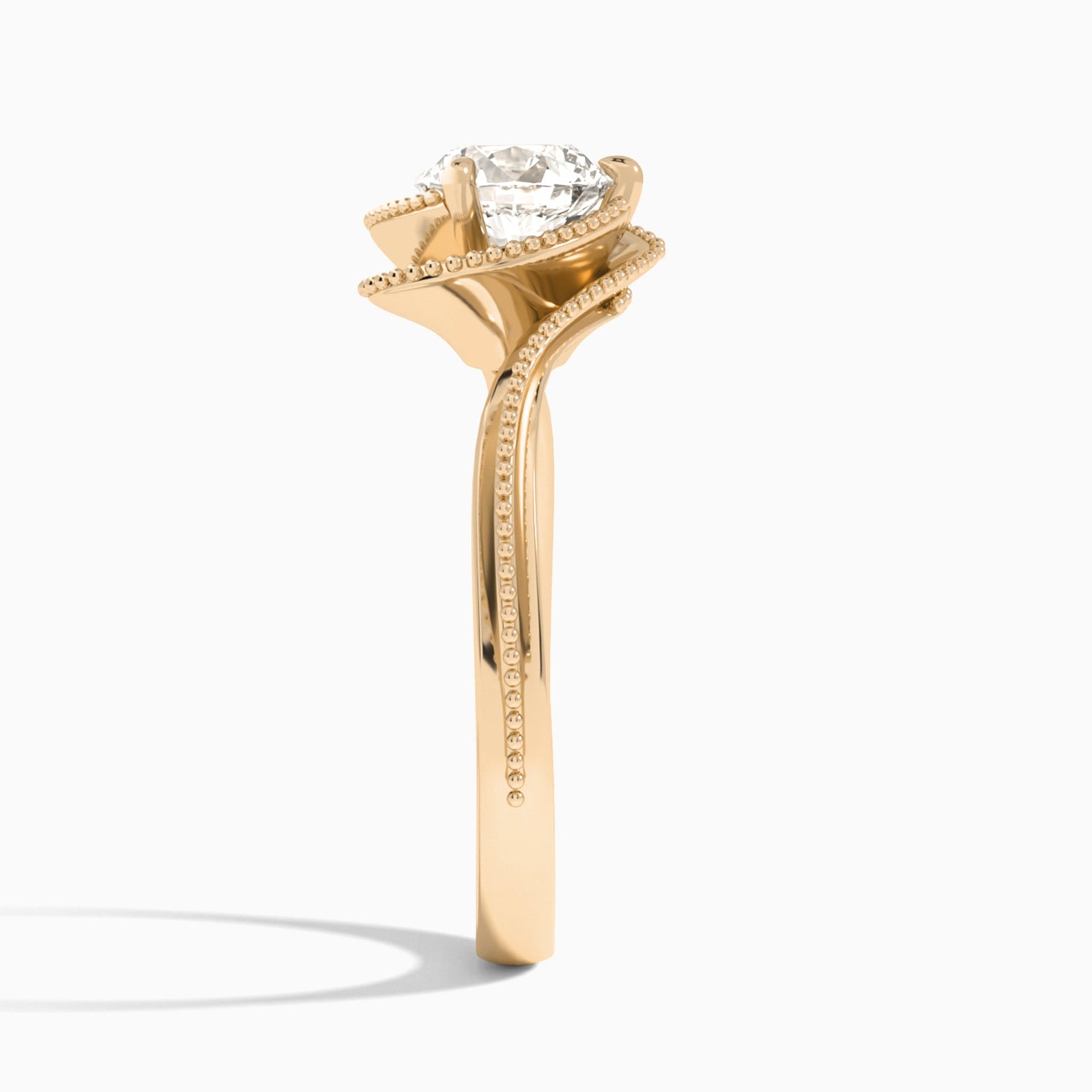 Round Paloma Lab Grown Diamond Engagement Ring In 14K Rose Gold, Side View