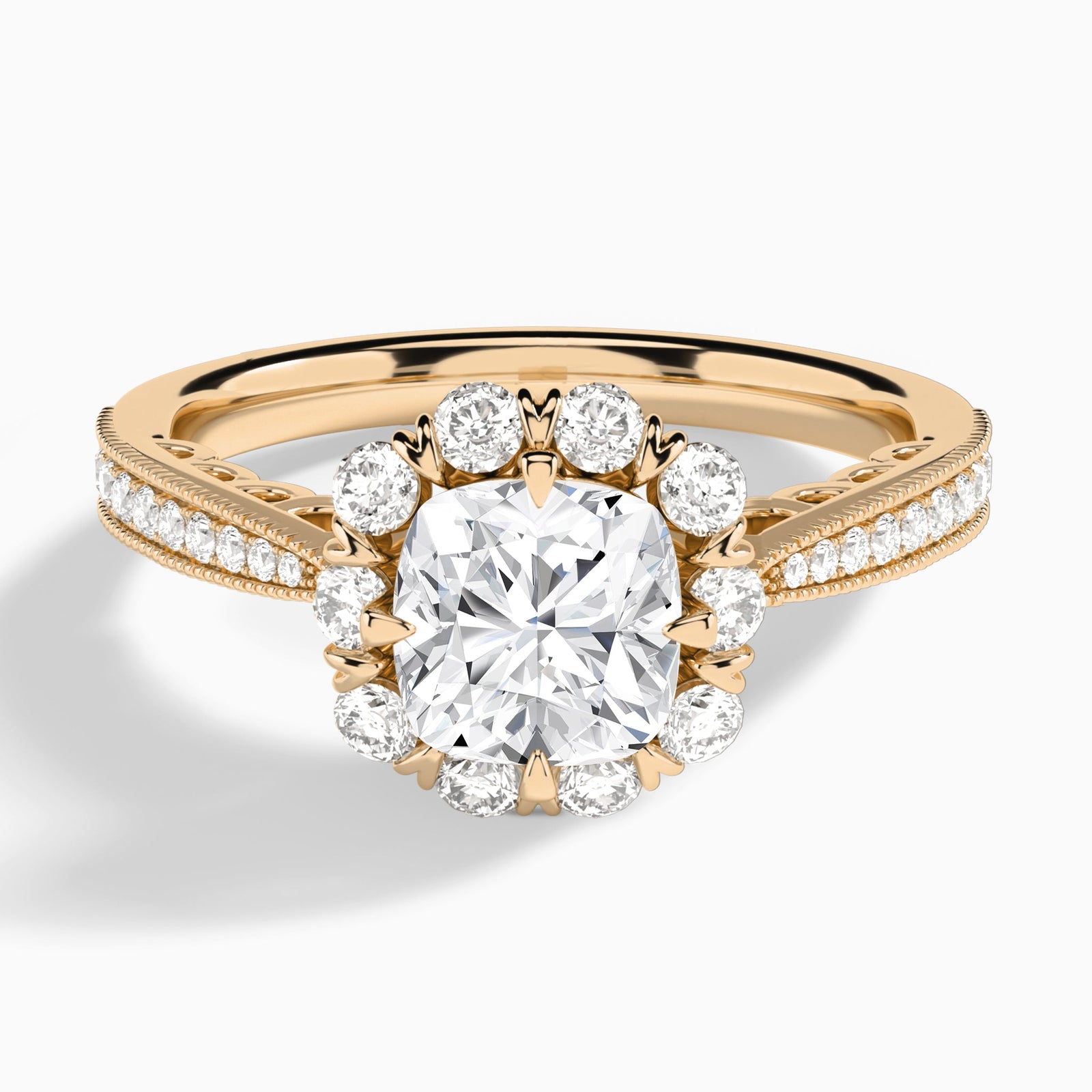 Cushion Luxe Daphne Lab Grown Diamond Engagement Ring In 14K Rose Gold - Lucenjuri