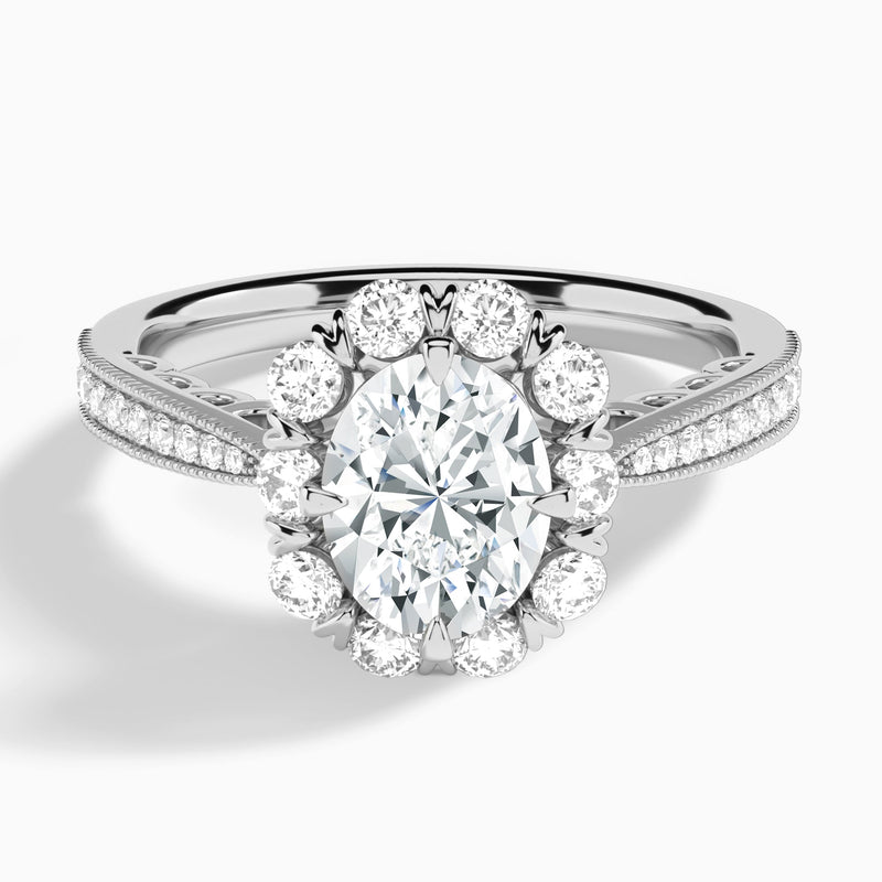Oval Luxe Daphne Lab Grown Diamond Engagement Ring In 14K White Gold - Lucenjuri