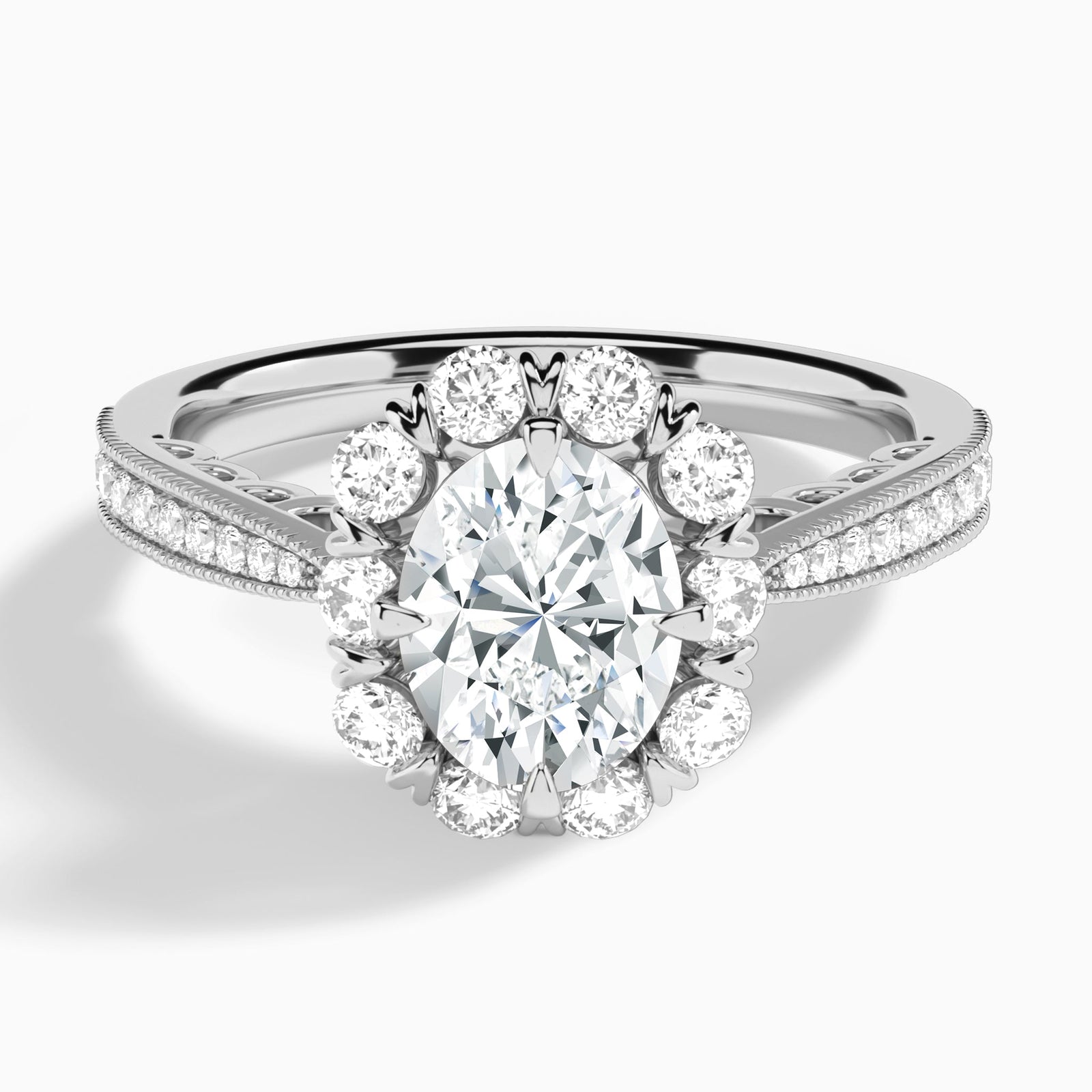Oval Luxe Daphne Lab Grown Diamond Engagement Ring In 14K White Gold - Lucenjuri