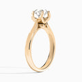 Round Petite Romeo Solitaire Lab Diamond Engagement Ring In 14K Rose Gold, Angle View
