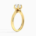 Round Petite Romeo Solitaire Lab Diamond Engagement Ring In 18K Yellow Gold, Angle View