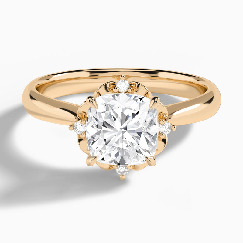 Cushion Heart of Petals Lab Diamond Engagement Ring In 14K Rose Gold - Lucenjuri