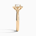 Round Heart of Petals Lab Diamond Engagement Ring In 14K Rose Gold, Side View