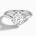 Round Heart of Petals Lab Diamond Engagement Ring In 14K White Gold - Lucenjuri