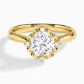 Round Heart of Petals Lab Diamond Engagement Ring In 14K Yellow Gold - Lucenjuri