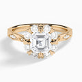 Asscher Adorned Faceted Lab Diamond Engagement Ring In 14K Rose Gold - Lucenjuri
