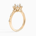 Asscher Adorned Faceted Lab Diamond Engagement Ring In 14K Rose Gold, Angle View