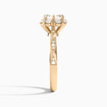 Asscher Adorned Faceted Lab Diamond Engagement Ring In 14K Rose Gold, Side View