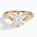 Round Adorned Faceted Lab Diamond Engagement Ring In 14K Rose Gold - Lucenjuri