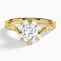 Round Adorned Faceted Lab Diamond Engagement Ring In 18K Yellow Gold - Lucenjuri