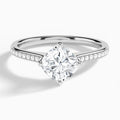 Cushion Ariel Lab Grown Diamond Engagement Ring In 18K White Gold - Lucenjuri