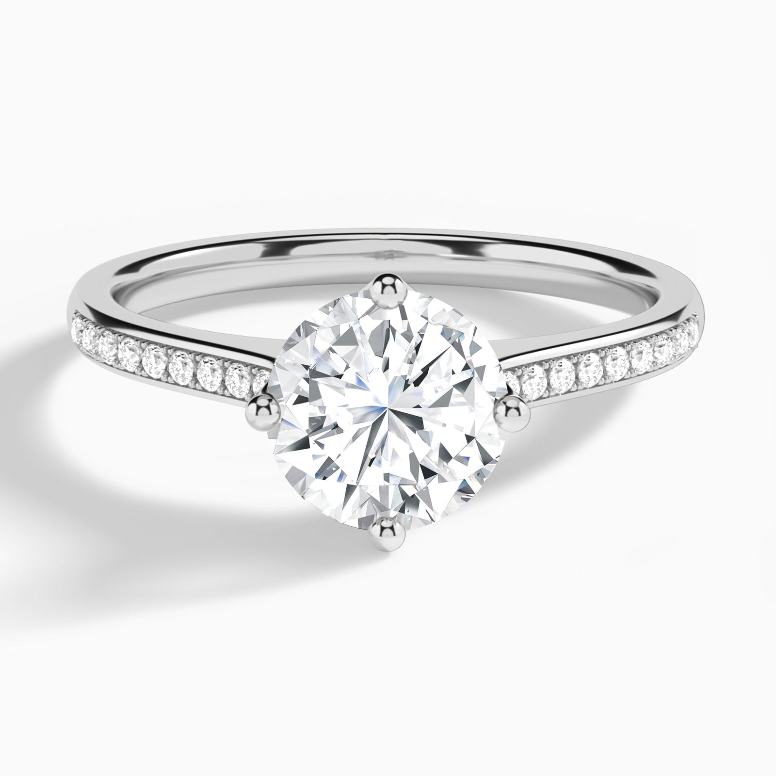 Round Ariel Lab Grown Diamond Engagement Ring In 18K White Gold - Lucenjuri