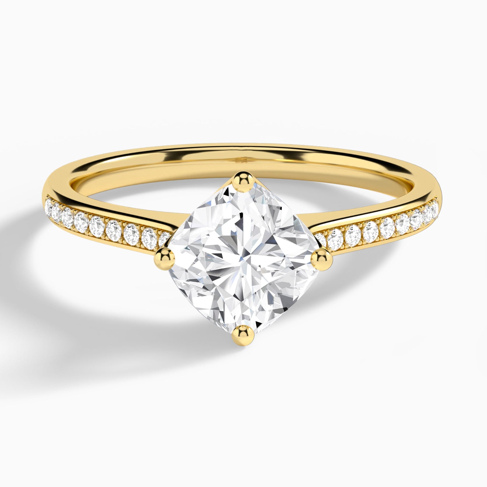 Cushion Ariel Lab Grown Diamond Engagement Ring In 18K Yellow Gold - Lucenjuri