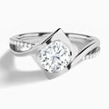 Round Twirled Embrace Lab Diamond Engagement Ring In 18K White Gold - Lucenjuri
