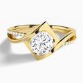 Round Twirled Embrace Lab Diamond Engagement Ring In 14K Yellow Gold - Lucenjuri