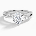 Oval Accents Lab Grown Diamond Engagement Ring In 14K White Gold - Lucenjuri
