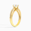 Round Accents Lab Grown Diamond Engagement Ring In 14K Yellow Gold, Angle View