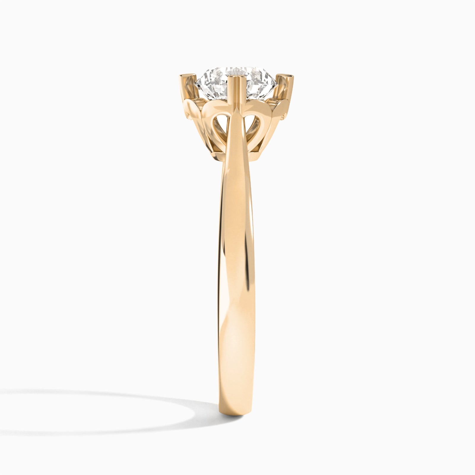 Round Charlotte Lab Grown Diamond Engagement Ring In 14K Rose Gold, Side View