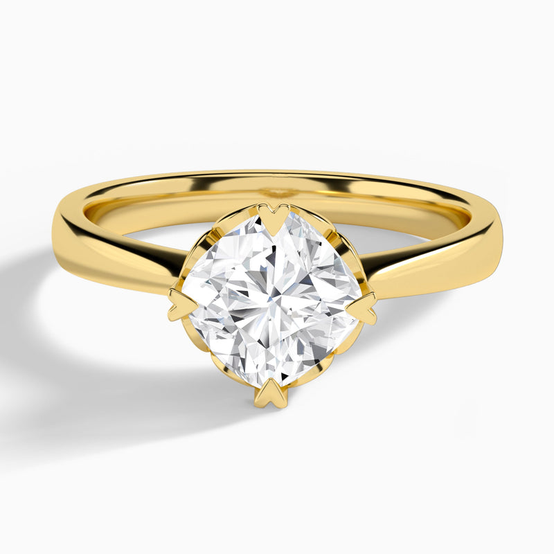 Cushion Charlotte Lab Grown Diamond Engagement Ring In 14K Yellow Gold - Lucenjuri
