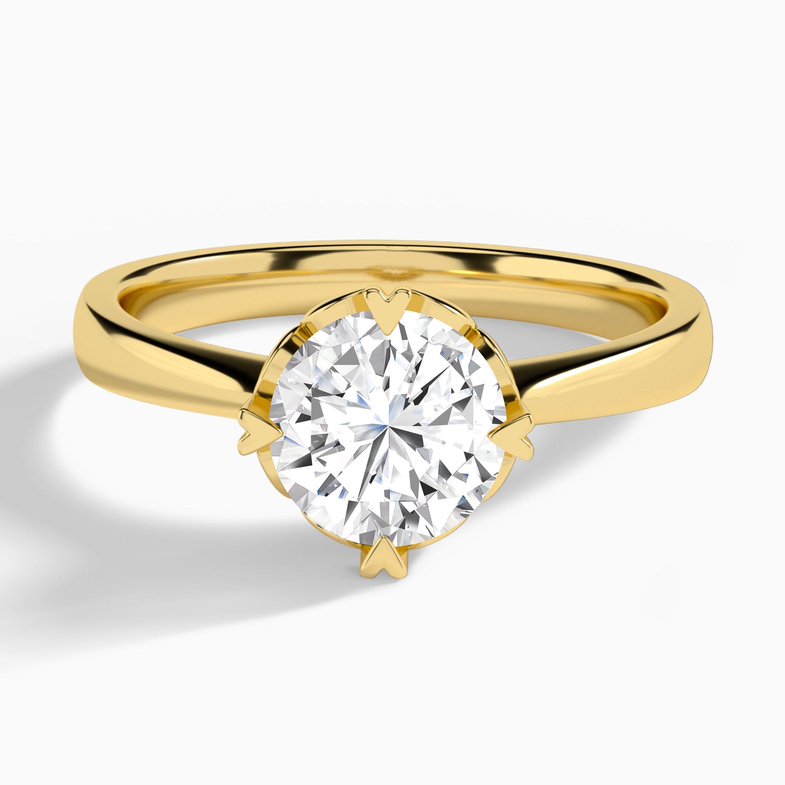Round Charlotte Lab Grown Diamond Engagement Ring In 18K Yellow Gold - Lucenjuri