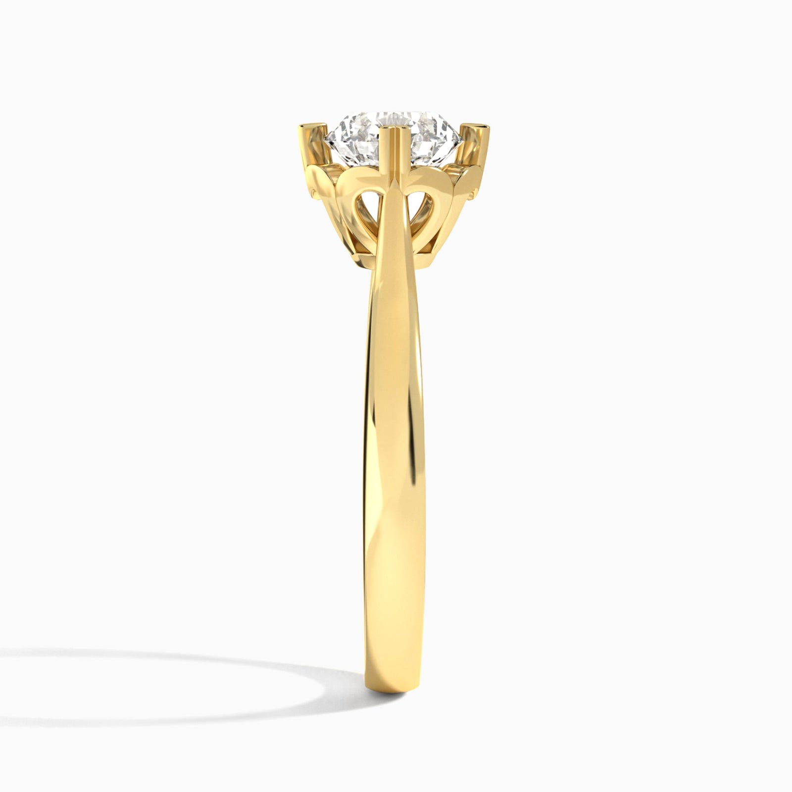 Round Charlotte Lab Grown Diamond Engagement Ring In 18K Yellow Gold, Side View
