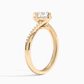 Round Norah Lab Grown Diamond Engagement Ring In 14K Rose Gold, Angle View