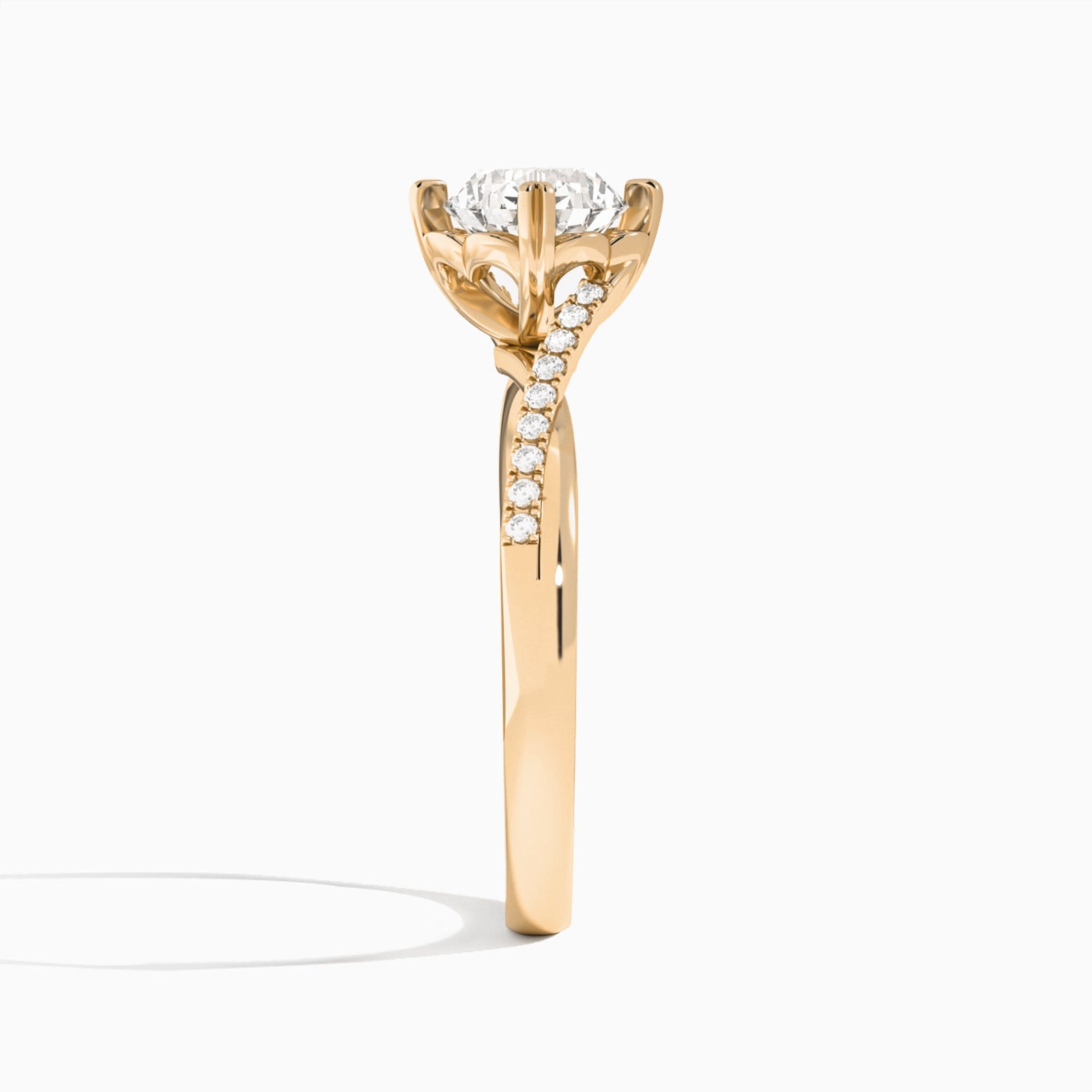 Round Norah Lab Grown Diamond Engagement Ring In 14K Rose Gold, Side View