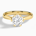Round Six-Prong Lab Diamond Engagement Ring In 18K Yellow Gold - Lucenjuri