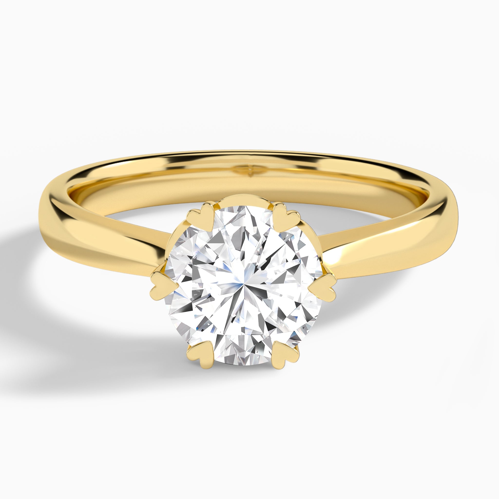 Round Six-Prong Lab Diamond Engagement Ring In 14K Yellow Gold - Lucenjuri