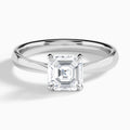 Asscher Knife Edge Lab Diamond Engagement Ring In 18K White Gold - Lucenjuri
