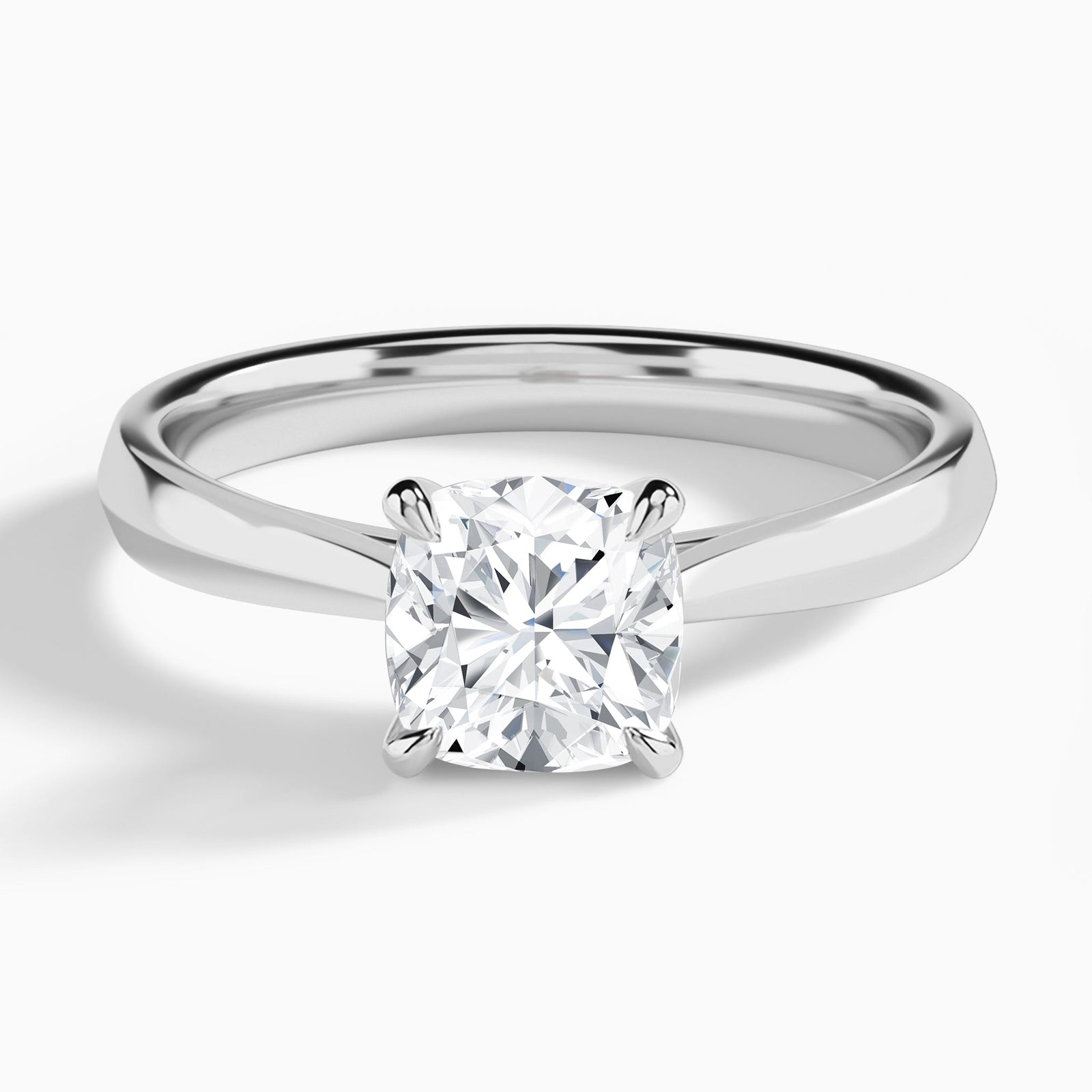 Cushion Knife Edge Lab Diamond Engagement Ring In 14K White Gold - Lucenjuri
