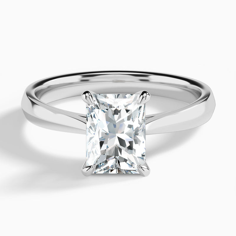 Radiant Knife Edge Lab Diamond Engagement Ring In 14K White Gold - Lucenjuri