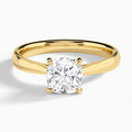 Cushion Knife Edge Lab Diamond Engagement Ring In 14K Yellow Gold - Lucenjuri