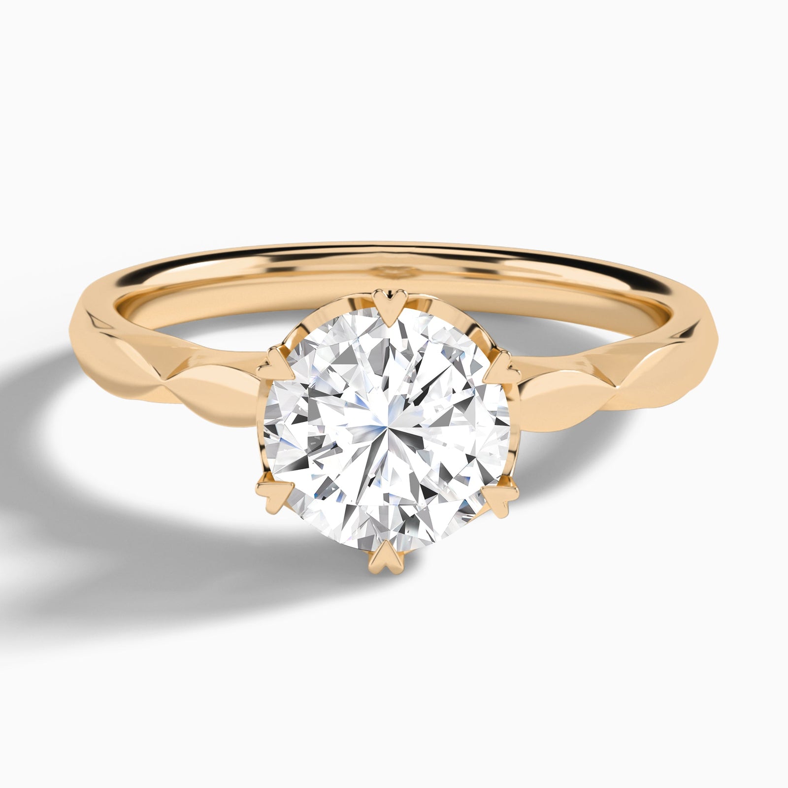 Round Faceted Six-Prong Lab Diamond Engagement Ring In 14K Rose Gold - Lucenjuri