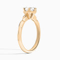 Round Faceted Six-Prong Lab Diamond Engagement Ring In 14K Rose Gold, Angle View
