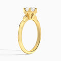 Round Faceted Six-Prong Lab Diamond Engagement Ring In 18K Yellow Gold, Angle View