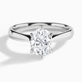 Oval Knife Edge Six-Prong Lab Diamond Engagement Ring In 18K White Gold - Lucenjuri