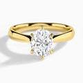 Oval Knife Edge Six-Prong Lab Diamond Engagement Ring In 14K Yellow Gold - Lucenjuri