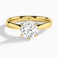 Round Knife Edge Six-Prong Lab Diamond Engagement Ring In 14K Yellow Gold - Lucenjuri